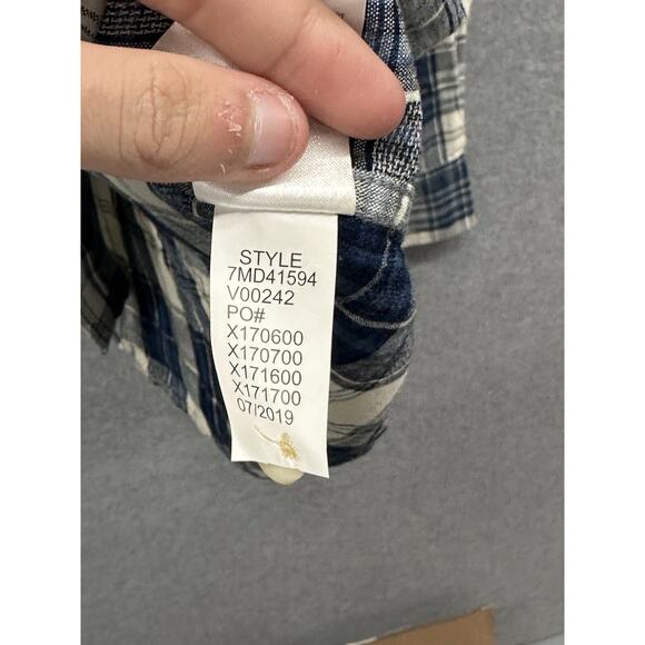 Lucky Brand Shirt Mens Small Pearl Snap Western True Indigo Plaid Cowboy NWT - Picture 7 of 8